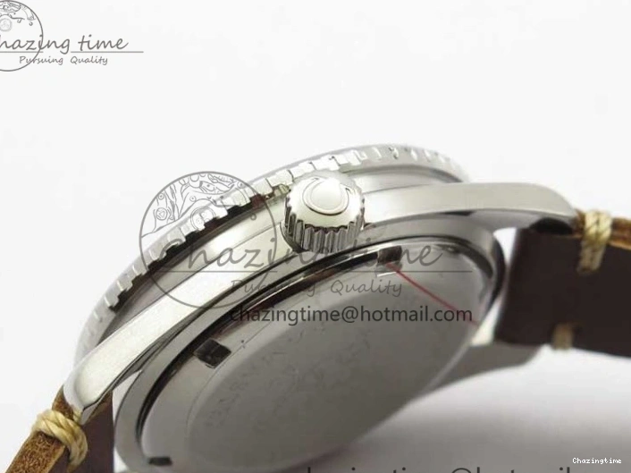 0408 Vintage Seamaster 300 Date T SS B12 Black Dial On Brown Leather Strap A2836 (Free Nylon Strap) WeatherProof 7911